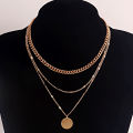 European and American cross-border jewelry punk geometric disc pendant necklace female niche design sense light luxury choker wholesale.