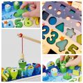 Kids Montessori Math Toys For Toddlers Educational Wooden Puzzle Fishing Toys Count Number Shape Matching Sorter Games Board Toy. 