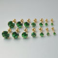 1PC Emerald green stud earrings May Birthstone studs Golden stud earrings tiny stud earrings small studs cartilage helix earring. 