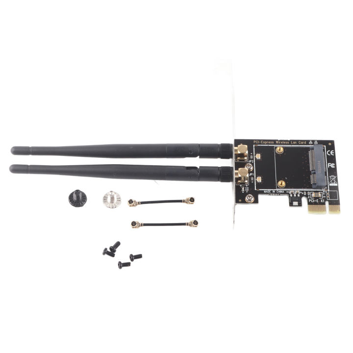 Mini%20PCI%E2%80%91E%20to%20PCI%E2%80%91E%20Card%20Adapter%20with%202%20Antennas%20for%20Half%20Size%20PCI%20Express%20Wireless%20Card%20-%20Image%202