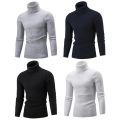 【New release】 Men Long Sleeve Sweater High Neck Men's Winter Sweater Solid Color Long Sleeve Turtleneck Top for Autumn/winter Clothing High. 