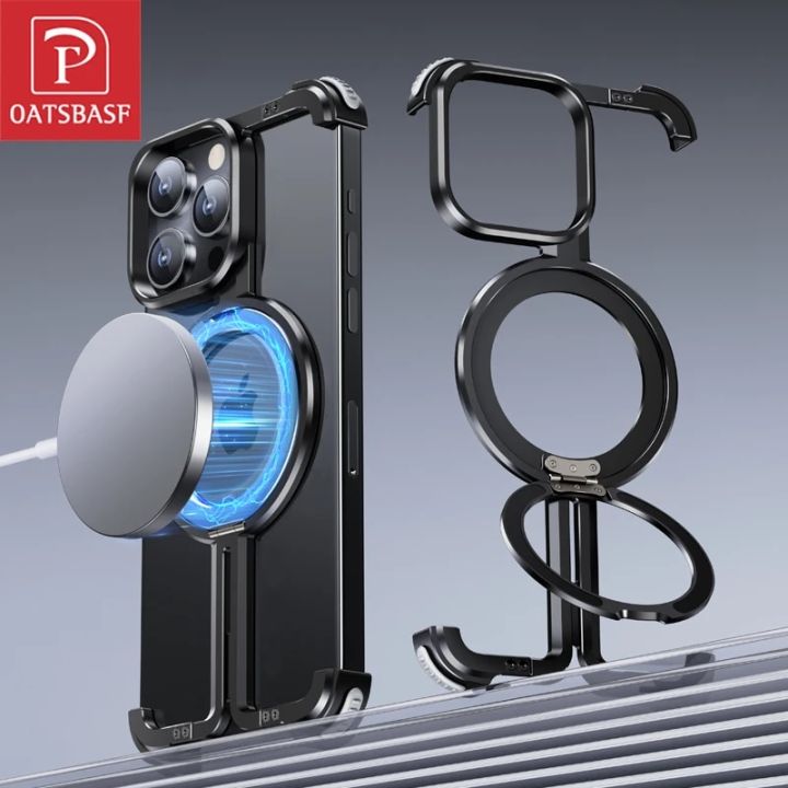 Oatsbasf Magsafe Phone Case for iPhone15/pro/max Shockproof Phone Bumper Magnetic Wireless Charging Cellphone Protective Cover Alien Alien