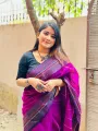 Magenta Colour Half Silk Special Sui Dhaga Katha Stitch Saree For Women. 