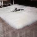 Faux Wool Area Rug 45cm Square Home Decorative Carpet Floor Mat-White.