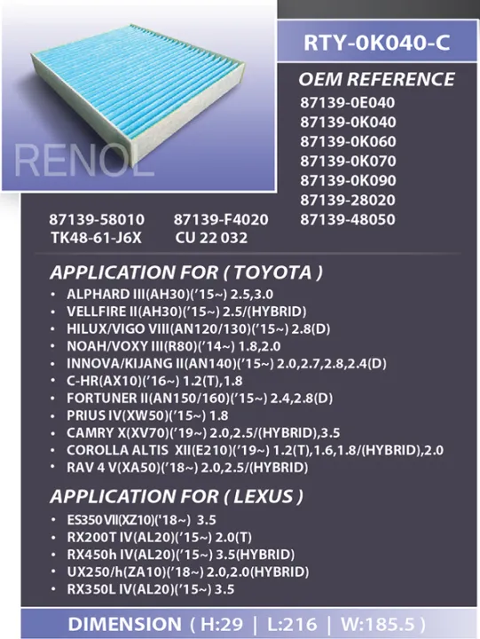 TOYOTA%20AC/Cabin%20Filter%20C-HR%20Prius%20Noah%20Voxy%20Esquire%20Vellfire%20Alphard%20-%20Image%205
