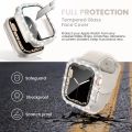 Glass+Diamond Cover For Apple watch case 40mm 44mm 41mm 45mm 38mm 42mm Bling Bumper Protector iWatch series 9 3 5 6 7 8 se case. 