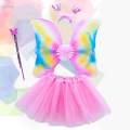 4Pcs Girls Fairy Costume Butterfly Wing Kids Princess Cosplay Fancy Dress Pink. 