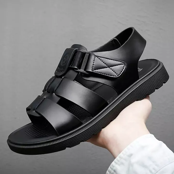 Summer%20Men's%20%20Sandals%20Leather%20Roman%20Sandals%20Korean%20Version%20British%20Leather%20Sandals%20%20Sandals%20Summer%20Casual%20Shoes%20%20Black%20%20Brown%20-%20Image%202