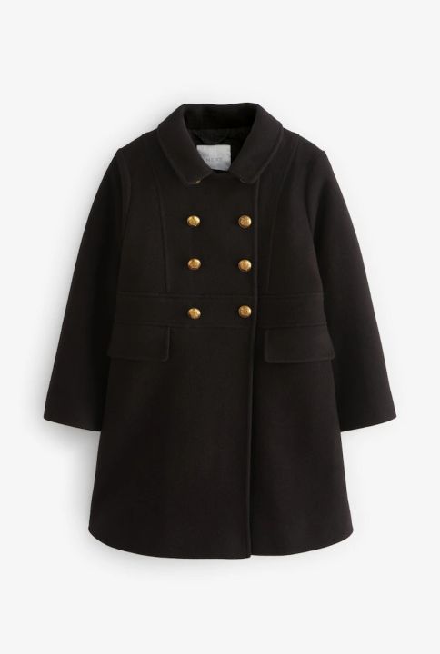NEXT%20Black%20Color%20Military%20Wool%20Overcoat%20For%20Girl's%20(3-11yrs).%20-%20Image%202
