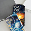 Jizetin for Samsung S23 FE Back Cover Night Sky Cream Wavy Edge Soft Silicone Phone Case.