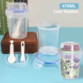 Breakfast Fruit Oat Yogurt Salad Cup With Lid And Spoon Fork Two-layers Food Storage Bento Box Fitness Fat-Reduced Taper Bowl Gonghpng. 