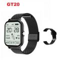 GT20 Smart Watch Bluetooth Calling Touch Display Metal Strip Extra Belt - Black. 