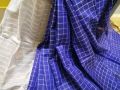 Fashionable Blue & Silver Colour Dhupiyan Silk Check Saree For Women Without Blouse Piece. 
