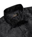 Men's Long Sleeve Black Paisley Silk Dress Shirts Casual Tuxedo Social Shirt Luxury Designer Men Clothing.