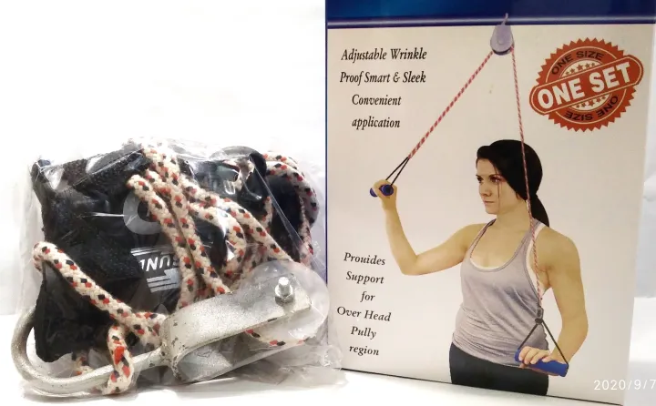 Overhead%20Hand%20Shoulder%20Pulley%20Equipment%20Kit%20With%20Rope%20For%20Home%20Gym%20Exercise%20&%20Physical%20Therapy%20-%20Plastic%20Handle%20-%20Image%202