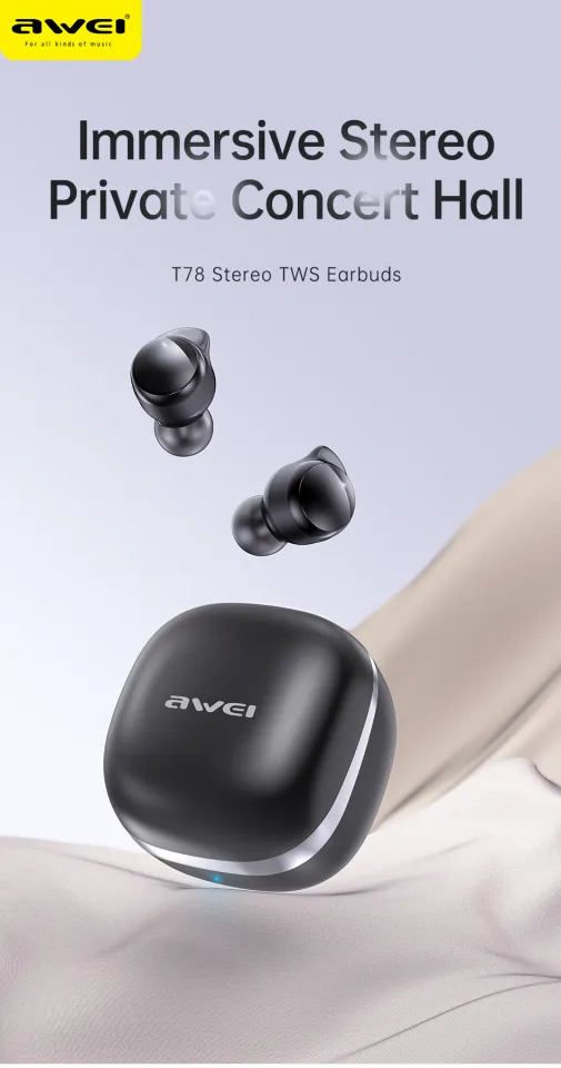 Awei T78 Bluetooth Earphones Wireless 3D Stereo TWS Headphones