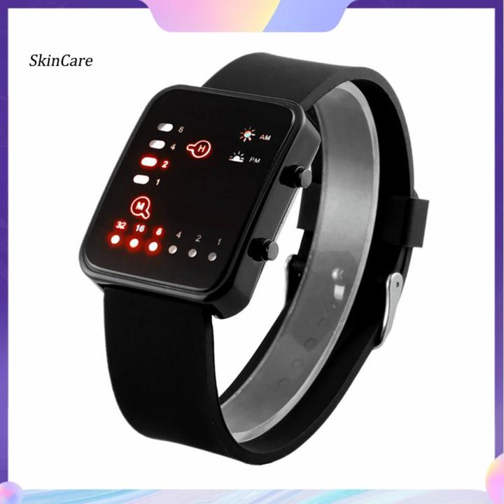 Skincare| Binary Watch Unisex Silicone Band LED Display Casual Binary Wrist Watch Adjustable Buckle