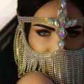 Indian Tassel Veil Mask for Face Women Rhinestone Face Masks Masquerade Dance Party Banquet Decoration Face Accessories Jewelry.