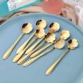 Teaspoon Set of 8 Teaspoons Coffee Tea Spoon Sugar Spoon Stainless Golden.