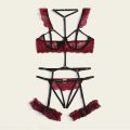 Lace Lingerie Set Women's Underwear Transparent Open Bra Panty Sets Garter Lace Black Lingerie Bra Underwear Set.