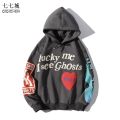 Kanye West Hoodies Men Graffiti Letter Lucky me i see Ghosts Sweatshirt Harajuku Fleece Street HipHop Pullover Bone Loose Hoodie. 