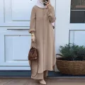 2-Piece Islamic Dress Set - Solid Arabic Blouse and Pants Jumpsuit for Modest Women. 
