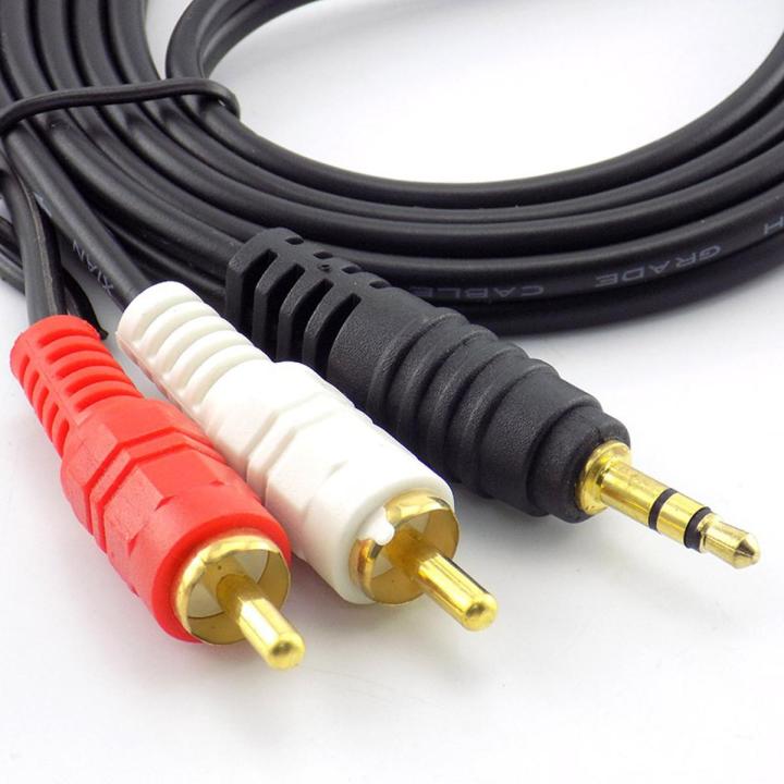 1.5M 3.5mm Stereo Male Jack to 2 RCA Male AV Music Audio Cable Cord AUX Cable -black
