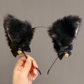 Cat Ear Headband Women Girls Bowknot Bell Chocker Necklace Plush Furry Hair Band Hair Clips Paws Anime Props Cosplay Party. 