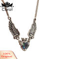 Carat Pendant Necklace Vintage Heart Pendant Geometric Electroplating Faux Crystal Daily Wear Hypoallergenic Angel Wings Pendant Necklace Fashion Jewelry. 