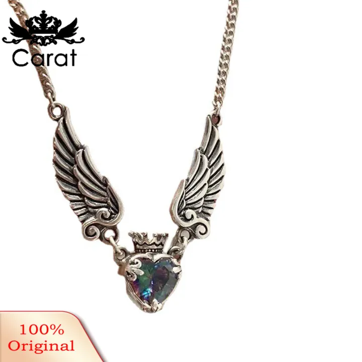 Carat%20Pendant%20Necklace%20Vintage%20Heart%20Pendant%20Geometric%20Electroplating%20Faux%20Crystal%20Daily%20Wear%20Hypoallergenic%20Angel%20Wings%20Pendant%20Necklace%20Fashion%20Jewelry%20-%20Image%202