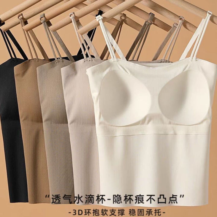 French%20Joker%20Camisole%20Women's%20Outer%20Wear%20with%20Chest%20Pad%20Outer%20Base%20Tube%20Top%20Summer%20One-Piece%20Thin%20Section%20Traceless%20Bra%20-%20Image%205