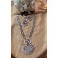 Exclusive German Silver long Necklace With Earrings Set.
