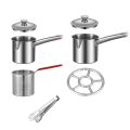 304 Stainless Steel Deep Fryer Pot Auxiliary Food Pot Mesh Mini Frying Strainer Basket with Clamp and Cover Multifunction Chicken Fried Pan Chips. 