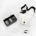 5 Lens Adjustable Headband Magnifying Glass Magnifier With LED Light lamp Magnifying Glasses For False Lashes Eyelash Extension FeeoiF.