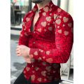 Luxury Fashion Men Shirts Oversized Casual Shirt love Print Long Sleeve Tops Men's Clothing Party Cardigan Blouses High Quality. 