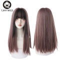 7JHH WIGS Highlighted Grey Black Kinky Straight Synthetic Wigs With Fluffy Bangs For Women Daily Wear Toupee Heat-Resistant Hair.
