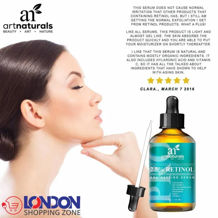 Art Naturals Enhanced Retinol Serum-30 ml-2.5 with 20 Vitamin C and Hyaluronic Acid-Anti-aging UK