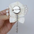 European Wedding Flowers Groom Groomsmen Boutonniere Wedding Prom Men Suit Lapel Pin Silk Ribbon Ceremony Flower Brooch X8715.