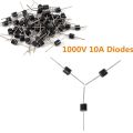5Pcs- Diode 10A10 1000V 1KV 10A General Purpose Rectifier Diode 10A10 Silicon Junction Diode R-6 Package Electrical Circuitry & Parts.