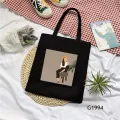 【Good-Love Store】（NEW）Aesthetic Art Canvas Tote Bag Pic Print Storage Bags Black Bags. 