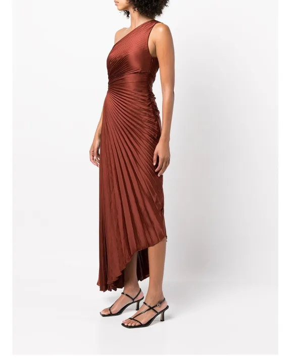 With%20Label%20ALC**%20Summer/Autumn%20Women%20Dress%20Polyester%20Asymmetry%20One-Shoulder%20Brown%20Hole%20Ankle-Length%20Vintage%20High%20Waist%20-%20Image%202