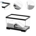 Turtle Tank Box Basking Ramp Hideout Tortoise Enclosure Starter Indoor Decor Medium Black.