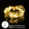 10m 100 led usb পরিচালিত মিনি রঙিন ফেইরি লাইটস ওয়াটারপ্রুফ ক্রিসমাস ডেকোরেশন কালার কপার ওয়্যার স্ট্রিং হলুদ/সাদা - fairy lights for room decoration. 