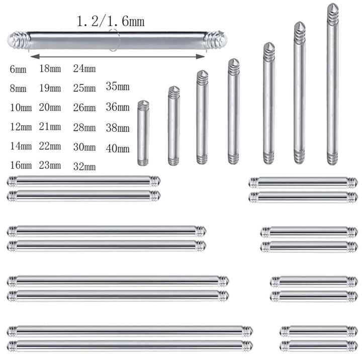 Cross-border hot selling piercing jewelry stainless steel nose nail straight bar ear stud tongue nail lip nail straight bar piercing jewelry accessories