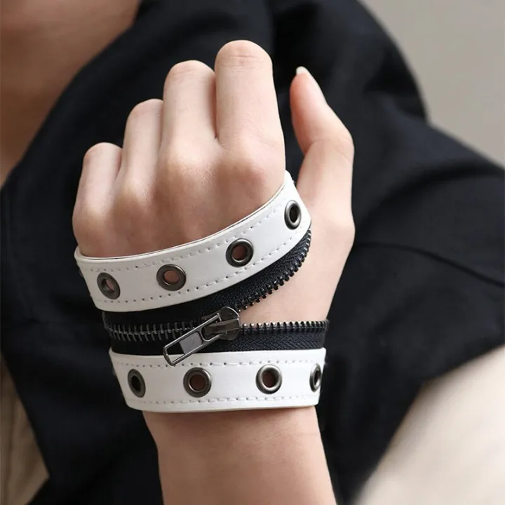 Black%20Gothic%20Big%20Wide%20Leather%20Bracelet%20with%20Zipper%20Rivet%20Wrap%20Bracelets%20for%20Men%20Women%20High%20Quality%20Button%20Adjustable%20Wristbands%20-%20Image%202