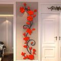 Rose Flower Wall Stickers DIY Vase Flower Self-Adhesive Wallpaper Tree Crystal Arcylic 3D Wall Sticker Home Bedroom Decoration. 