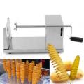 Manual Stainless Steel Twisted Potato Slicer Fry Potato Vegetable Spiral shaped cutter Kitchen Accessories Chopper Potato Chip-Silver.