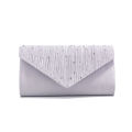 Rhinestones Ruched Women Satin Evening Bag Silver Clutch Bags Chain Shoulder Glitter Elegant Handbag For Wedding Bridal Purse.