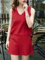 Women Fashion Summer Short Sets Women Sleeveless Tops Pants Suits Casual Solid Beach Work Matching Sets Loose Outfit. 