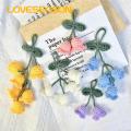 Hand-woven Pendants 2 Pcs Flores Convallariae Knitted Contrast Color Soft Fabric Diy Material Shoulder Bag Schoolbag Decor Car Interior Pendant Shoulder Bag Decor Pendants. 